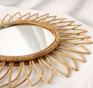 Espejo de pared de cristal Vintage de estilo japonés, mimbre de ratán artesanal natural para la decoración diaria del hogar, diseño japonés para sala de estar - Product Image 4