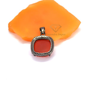 Cojín forma cornalina piedra preciosa colgante 925 plata esterlina negro rodio plateado venta al por mayor moda colgantes y dijes cúbicos - Product Image 4