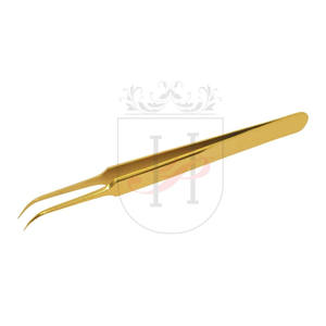 Aiguille pour Extension de cils en acier inoxydable, pince à épiler, courbe, pour Volume du nez, en or, privée, 1 pièce - Product Image 1