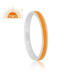 925 Fine Sterling Silver Handmade Yellow Enamel Statement Band <b>Ring</b> Jewelry Manufacturer Dainty Collection - Product Image 2