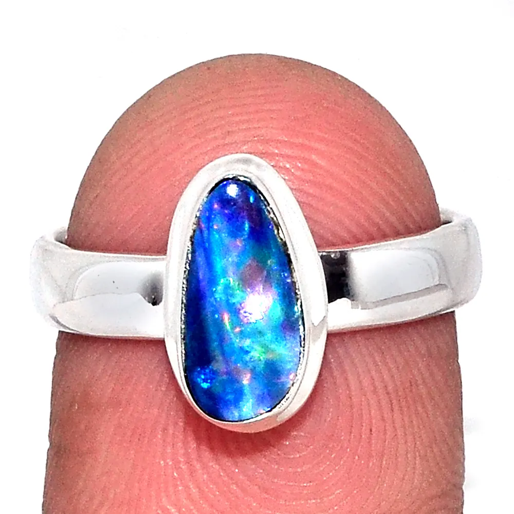 Australian Opal Rough Ring wholesale supplier Jaipur One of a kind Silver 925 Sterling jewelry Rings