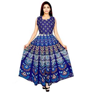 Jaipuri Kurti Plazo ensemble coton femmes robes décontractées naturel OEM Service tissé adultes imprimer lavable automne 100% coton col en v - Product Image 2