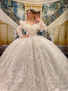 ชุดราตรียาวหรูหราผ้าชีฟองสำหรับผู้หญิง,ชุดเดรสไปงานแต่งชุดเจ้าสาวผ้าซาตินหรูหราสไตล์ตุรกี - Product Image 3