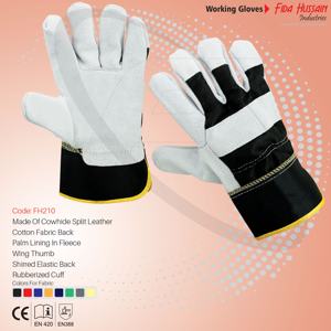 Gants de gréeur canadiens en gros Gants en cuir de vachette fendu du Pakistan Gants de travail à usage quotidien guantes de trabajo de cuero - Product Image 6