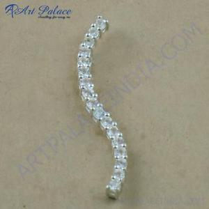 Real Natural Cubic Zirconia Charm Pure 925 Sterling Silver Gemstone Pendant <b>Chain</b> <b>Necklace</b> Jewelry Wholesaler Manufacturer - Product Image 2