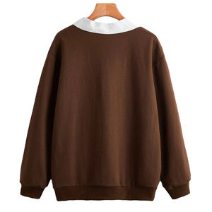 Sudadera con cuello tipo Polo con estampado de seta para mujer y niña, ropa para Parte Superior Femenina, con estampado de dibujos animados y hombros descubiertos - Product Image 2