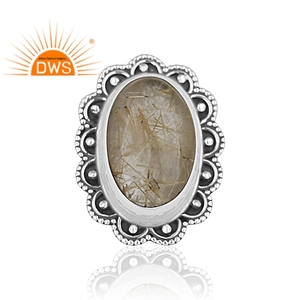 Fabulous Golden Rutile Gemstone <b>Ring</b> <b>Indian</b> Antique Designer Solid Sterling Silver <b>Ring</b> Jewelry Manufacturer Classic Collection - Product Image 2