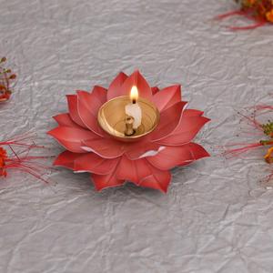 Stylish Metal <b>Lamp</b> for Home & Tableware Lotus Diya Pooja <b>Lamp</b> decorative Gold And Rose & Gold Color Modern design Brass Material - Product Image 3