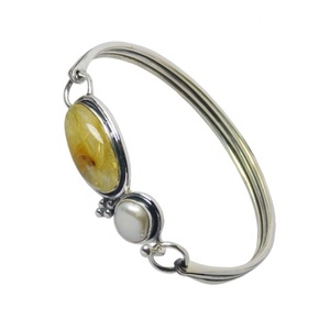 Classique Golden Rutile Gemstone Bracelet en argent sterling 925 Bracelet indien fait à la main Fine chaîne et lien Bracelet fabricant de bijoux - Product Image 5
