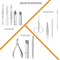 Set de Manicura Profesional de 12 Piezas, Cortaúñas de Acero Inoxidable, Herramientas de Cuidado de Pedicura, Kit de Aseo para Mujer, Color Personalizado, para Viaje