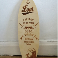 Panneau décoratif en bois personnalisé pour chambre d'enfant, style planche de surf