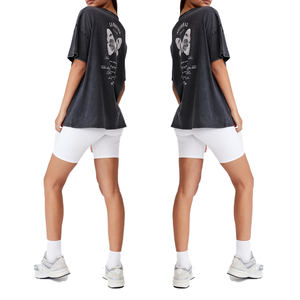 LULU style 4 ways stretch round neck yoga T-shirt wholesale women sport top coverage for running yoga fitness - Product Image 6