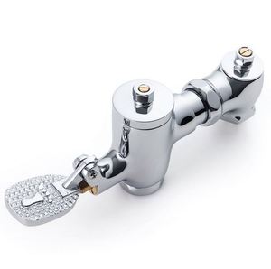 Robinet de chasse d'eau pour toilettes à pédale apparente en laiton, chromé, à commande au pied - Product Image 1