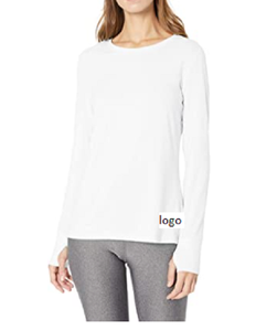 ขายส่งผู้หญิงสตูดิโอผ่อนคลายพอดีแขนยาวสต็อกแฟชั่นราคาถูกเสื้อยืดโพลีเอสเตอร์64%,เรยอน33%,3% แปนเด็กซ์นำเข้า - Product Image 1