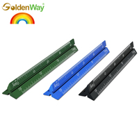 Regla Triangular Métrica Goldenway con Impresión UV/Láser Personalizable en Colores, Tamaños de 4/6/12 Pulgadas