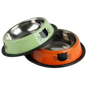 Stainless Steel Powder Coated Paw Printed Pets Feeding Bowls Ideal for Cats and Dogs fine quality