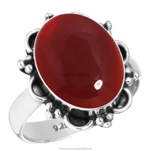 Anillos bohemios para mujer con formas mixtas, piedras preciosas de ónix rojo, superposición de plata, diseños Vintage para fiestas de minoristas de regalos de Estados Unidos - Product Image 1