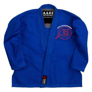 Kimono de Judo et de Jiu-Jitsu Brésilien pour Hommes et Femmes – Matière Simple et Double Tissage – Confortable – Blanc/Noir/Bleu - Product Image 1