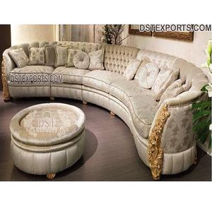 Sofá Esquinero Moderno y Cómodo para el Hogar, Diseño Acolchado de Cuero, Toque Dorado, Madera de Teca, Tamaño Personalizado, Color Personalizado - Product Image 1