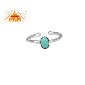 Bague de mariage en turquoise d'Arizona à taille ovale et sertissage clos, martelée à la main, en argent sterling 925, fournisseur et grossiste de bijoux - Product Image 1