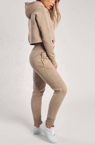 2020ล่าสุดแฟชั่นผู้หญิงผ้าฝ้ายขนแกะชุด/โลโก้ที่กำหนดเอง Crop Top Hoodies Tracksuit สำหรับผู้หญิง - Product Image 4