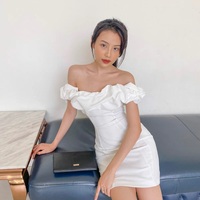 Nouvelle Arrivée 2020 – Robe Moulante Courte Noire Sexy et Décontractée pour Femme avec Fermetures Éclair aux Épaules et Volants, Respirante et Naturelle