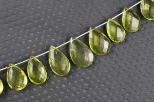 ลูกปัด Briolette รูปทรงลูกแพร์19ชิ้น,อัญมณีควอตซ์สีเหลืองมะนาวธรรมชาติแท้ - Product Image 6