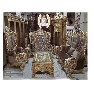 Juego de sofás tallados en oro antiguo, muebles de salón hechos a mano de lujo, juego de sofás italianos clásicos para HomeUSA - Product Image 1