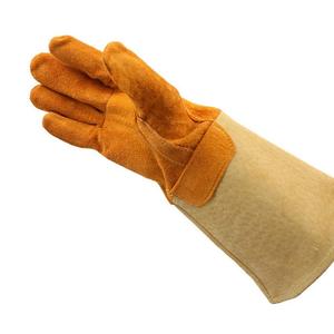Top vente unisexe en cuir de vachette gants de soudage avec longue manchette résistant à la chaleur et à l'eau Logo personnalisé gants de sécurité supérieurs - Product Image 1