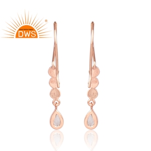 Boucles d'oreille en Quartz Rose naturel, forme de goutte d'eau, plaqué or Rose, styliste, argent, vente en gros - Product Image 3