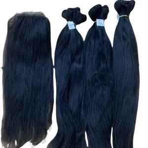 Extensiones de cabello humano vietnamita de lujo, extensiones de cabello doble con encaje para hacer pelucas