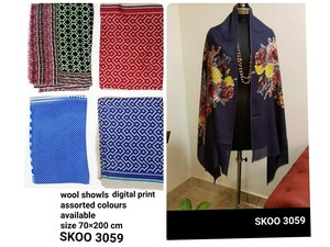 Chal bordado de Cachemira, estolas de lana de seda, estolas de pashmina de moda en línea, hijab de último diseño - Product Image 2