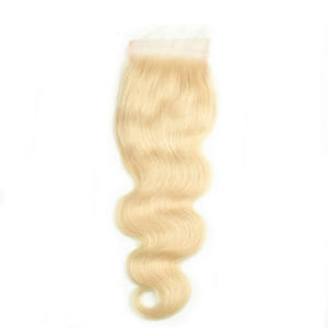 Extensiones de cabello humano brasileño indio virgen de trama Remy suave Rubio Cierre de encaje sin procesar con cutícula alineada con ondas - Product Image 6