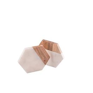 Wooden and Marble Coasters <b>for</b> Hexagon Shape Size Beverage <b>Tea</b> Coaster <b>Set</b> <b>for</b> <b>Sale</b> Handmade Use India Made - Product Image 5