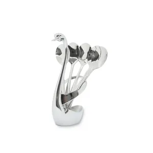 Stainless Steel Elegant Swan Cutlery Base Holder With Spoon