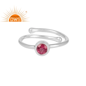 <b>Indian</b> Handmade 925 Sterling Silver Bezel Setting Round Pink Topaz Gemstone Wedding Trendy <b>Ring</b> - Product Image 1
