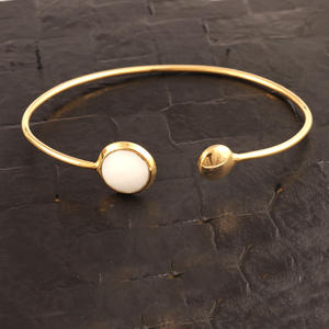 Best Quality Briolette Cut White Agate Bracelet <b>Gold</b>/silver <b>Plated</b> Professional Manufacturer Handmade Adjustable <b>Bangle</b> Bracelet - Product Image 4