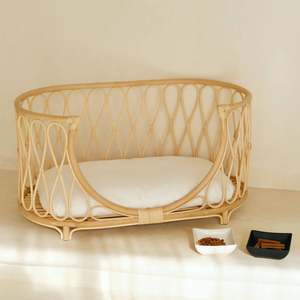 ตะกร้าสัตว์เลี้ยงสุนัขและแมวทำจากหวายธรรมชาติ - Product Image 6