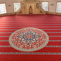 Tapis de prière en rouleau en nylon, laine et terylène imprimé en 3D, motif rouge, pour mosquée, en polyester durable, taille et design personnalisables