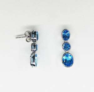 Pendientes de Topacio Azul y gemas para mujer, aretes de Plata de Ley 925 de alta calidad hechos a medida, venta al por mayor - Product Image 2
