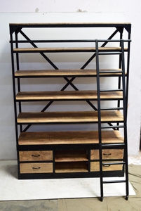 ชั้นวางหนังสือโลหะและไม้เฟอร์นิเจอร์อุตสาหกรรมสไตล์วินเทจอแบบเปิดชั้นวางหนังสือสำหรับบ้านห้องสมุดโรงเรียนและสำนักงาน - Product Image 2