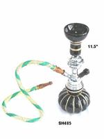 Chicha en verre givré jaune avec base en laiton, pièces en métal et en céramique, fabriquée à la main pour la maison et les bars