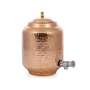 100% Pure & Handgemaakte Koperen Water Dispenser Met Tap Gehamerd Ayurvedische Gezondheid Voordelen Koper Watertank 5L Matki Water Pot