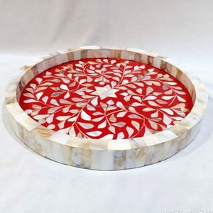 ถาดไม้ทำด้วยมือแบบทันสมัยถาดฝังกระดูกหอยมุกแผ่นรองจานขัดปรับขนาดได้งานหัตถกรรมธรรมชาติสำหรับใช้ในบ้าน - Product Image 2