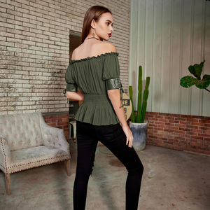Top Vintage Retrò Steampunk Vittoriano Gotico in Cotone con <span class=keywords><strong>Mezza</strong></span> <span class=keywords><strong>Manica</strong></span> e Spalle Scoperte per <span class=keywords><strong>Donna</strong></span> all'Ingrosso - Product Image 5
