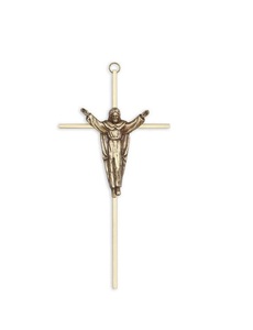 Croix de jésus doré en laiton, fournitures murales suspendues d'église, cuivworld inde - Product Image 5