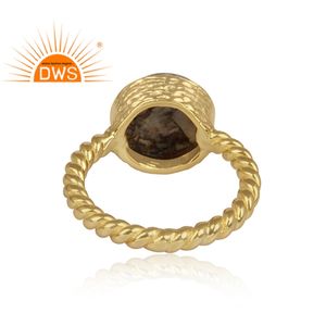 Mojave <b>Opal</b> Gemstone Bezel Set 925 Sterling Gold Plated <b>Silver</b> Twisted Handmade Classic <b>Ring</b> Jewelry Manufacturer - Product Image 4