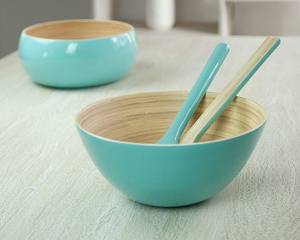 Ensaladera de bambú de menta personalizada al por mayor, cuenco desechable para servir con color sólido para una dieta saludable, diseño moderno para viajar - Product Image 5