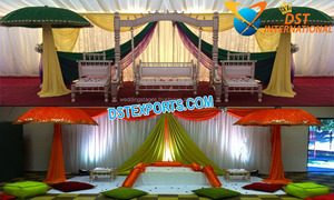 Custom Wedding Ceremony Backdrop/<b>Drapes</b> Glowing Mehndi Stage Backdrop <b>Curtains</b> Custom Design Wedding Mehndi Stage Backdrops - Product Image 6