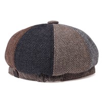 Chapeaux de marque pour hommes, style anglais, en laine de haute qualité, pour l'hiver, casquettes de type newsboy, à motif chevron, octogonales, grises, bérets pour femmes, chapeaux plats de style Gatsby